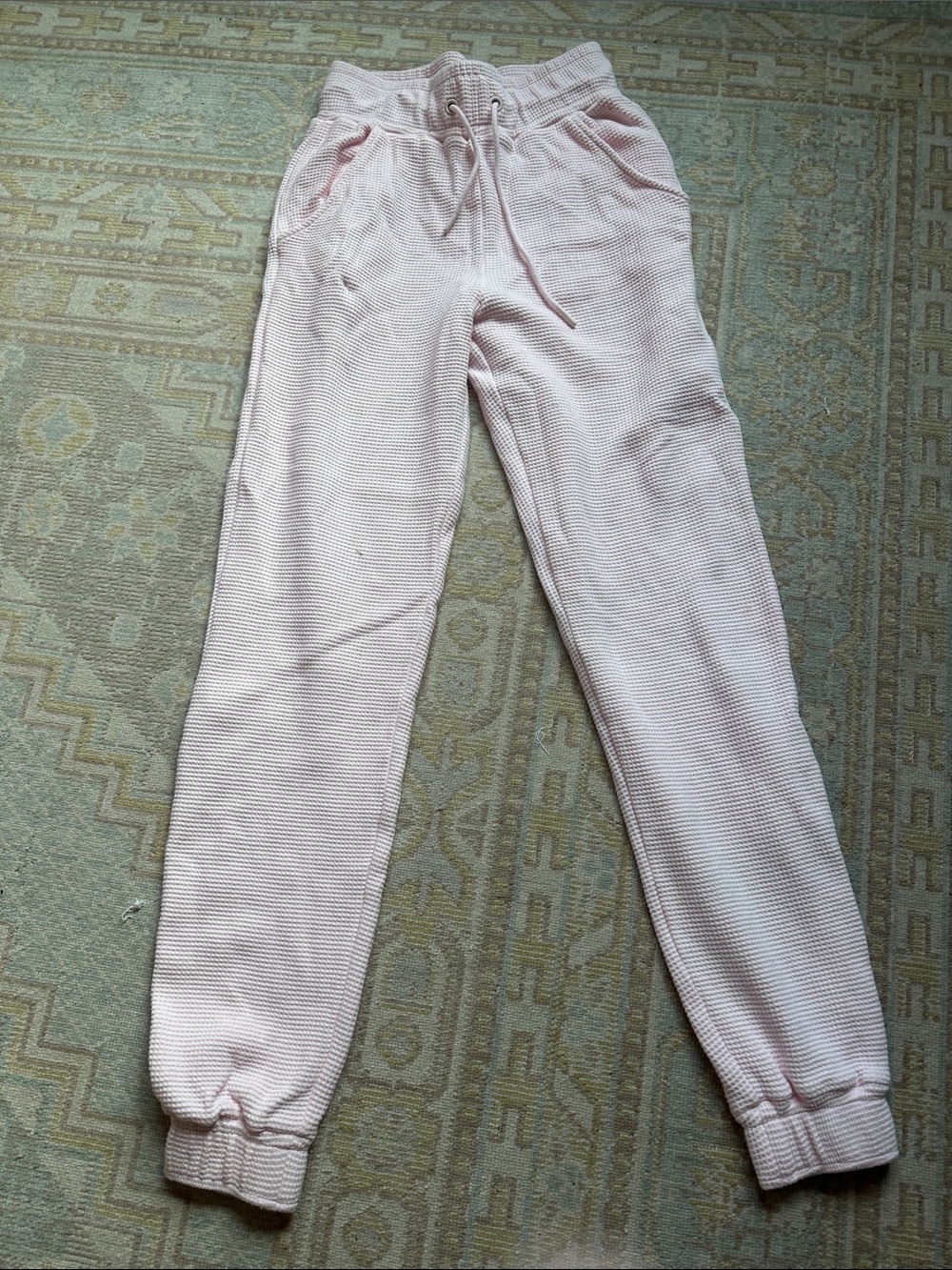 Worn Once  Negative Waffle Knit Jogger Xsmall High Rise Pale Pink